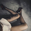 Women Fashion Rhinestone Pantyhose Pattern Jacquard Fishnet Pantyhose